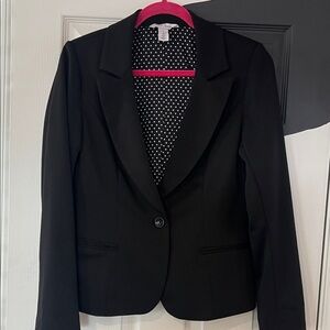 White House Black Market Black Blazer with Polka Dot Lining